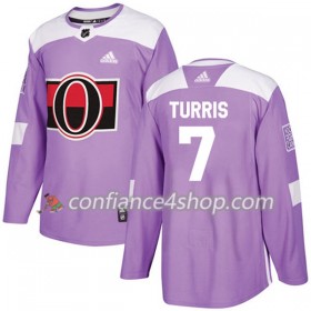 Adidas Maillot de Hockey Ottawa Senators Kyle Turris 7 2017-2018 Violet Fights Cancer Practice Authentic - Homme